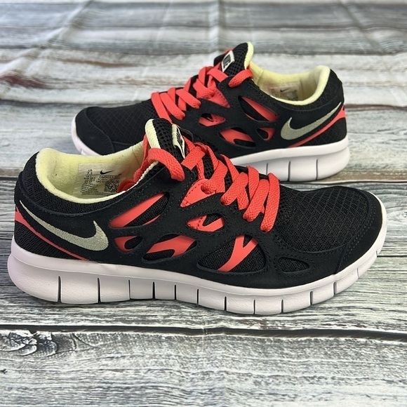 Women’s Nike Free Run 2 Black/Lime Ice-Magic Ember Noir/Glace Citr Vert Size 7.5 - Picture 7 of 9